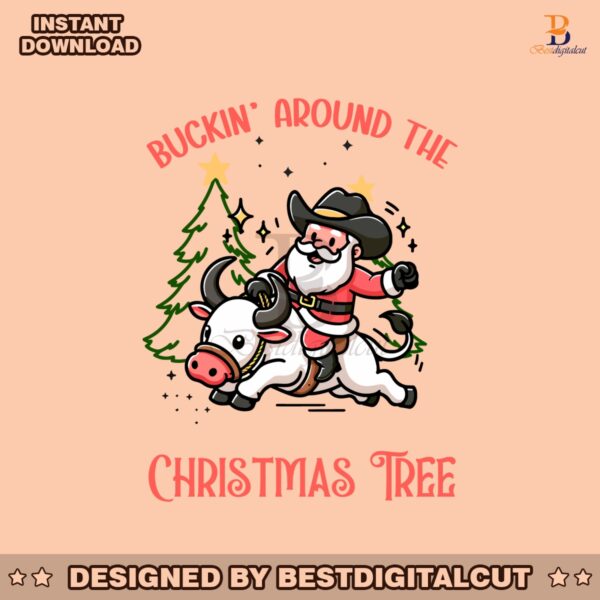 funny-buckin-around-the-christmas-tree-rodeo-cowboy-svg