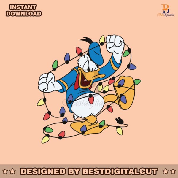 duck-with-christmas-light-funny-donald-duck-svg-file