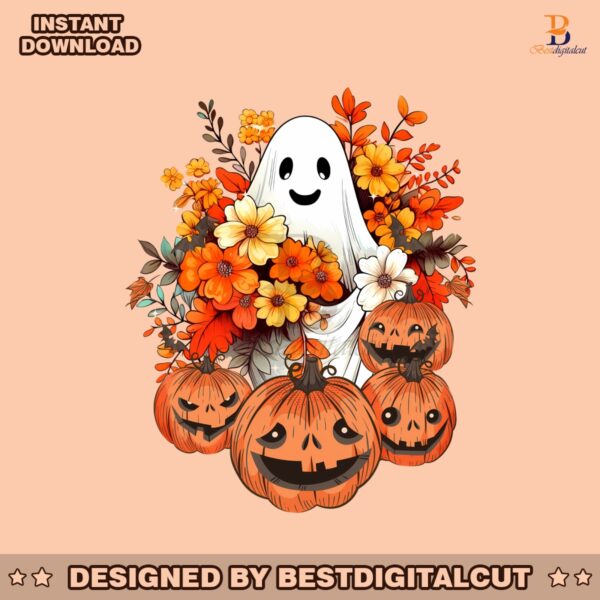 vintage-floral-ghost-pumpkin-png-sublimation-download
