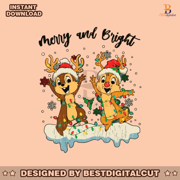 vintage-chip-and-dale-christmas-merry-and-bright-svg-file