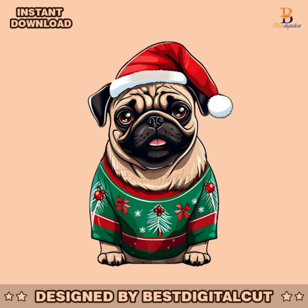 pug-christmas-lights-funny-dog-png-download-file