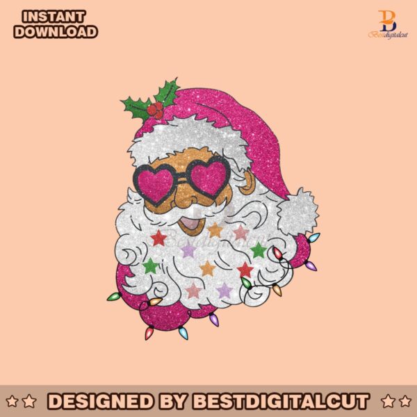 santa-with-sunglasses-glitter-christmas-lights-png-download