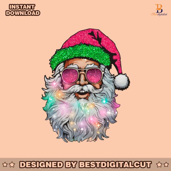 pink-santa-with-sunglasses-cheerful-christmas-lights-png-file