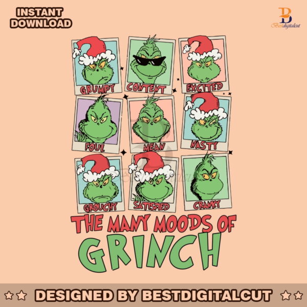 funny-the-many-moods-of-grinch-svg-digital-cutting-file