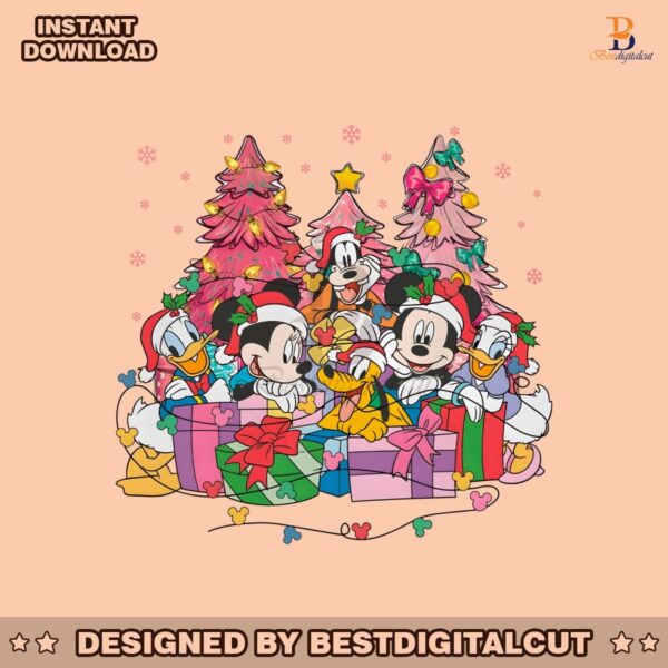 vintage-pink-disney-christmas-mouse-and-friend-png-file