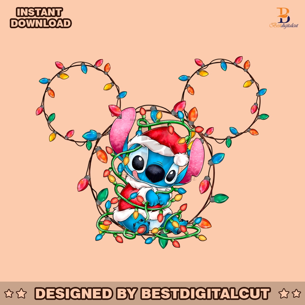 Retro Stitch Christmas Lights Png Best Digital Cut