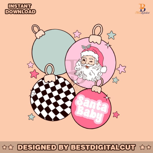 retro-christmas-pink-santa-baby-ornament-svg-download