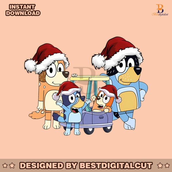 funny-bluey-dog-christmas-with-santa-hat-png-download