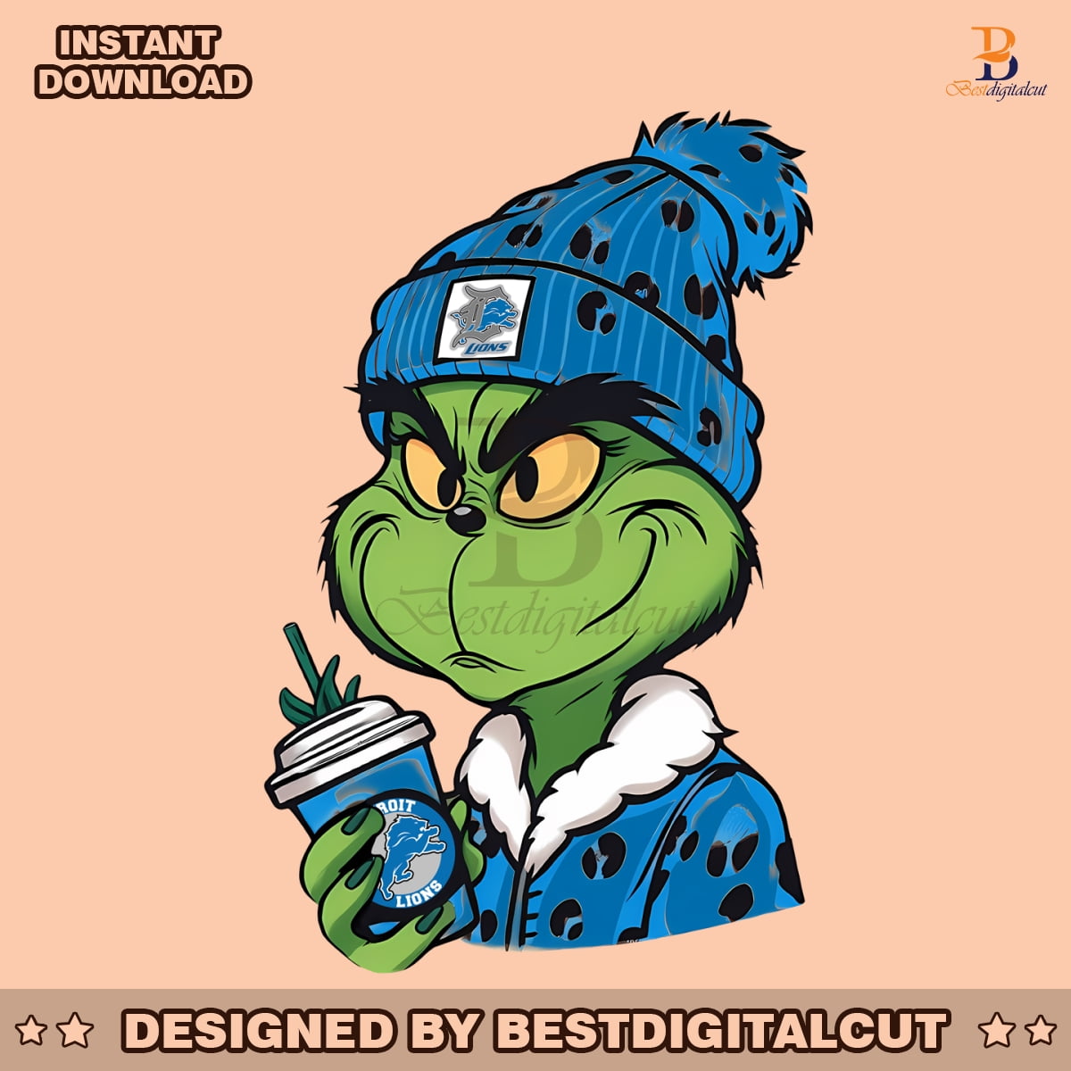 Grinch Boujee Detroit Lions PNG » Best Digital Cut