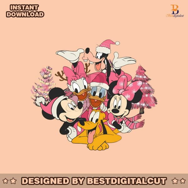 pink-disney-christmas-tree-mickey-and-friends-png-download