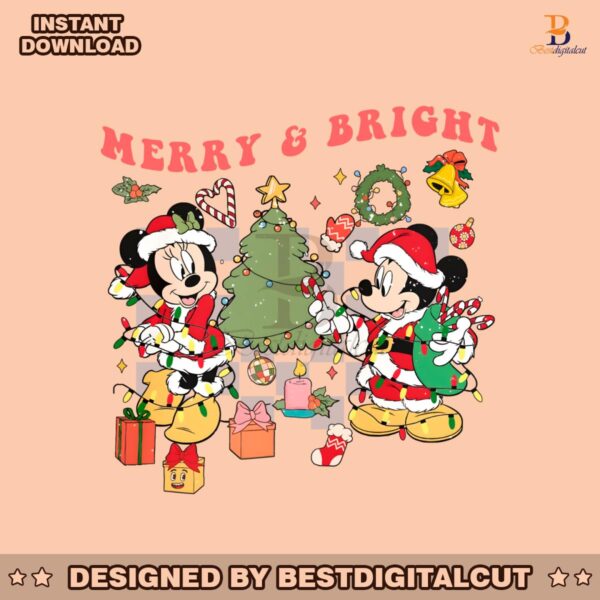 vintage-merry-and-bright-mickey-and-minnie-christmas-tree-png