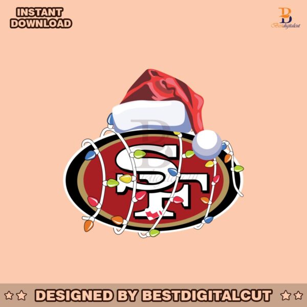 49ers-with-santa-hat-and-christmas-light-svg