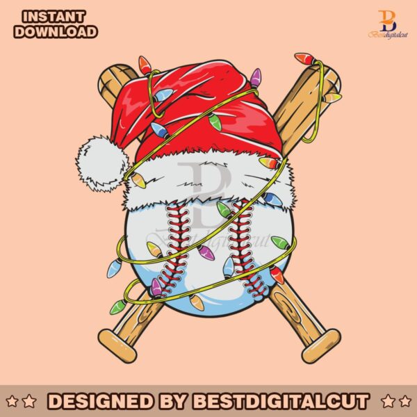 baseball-christmas-light-santa-hat-svg