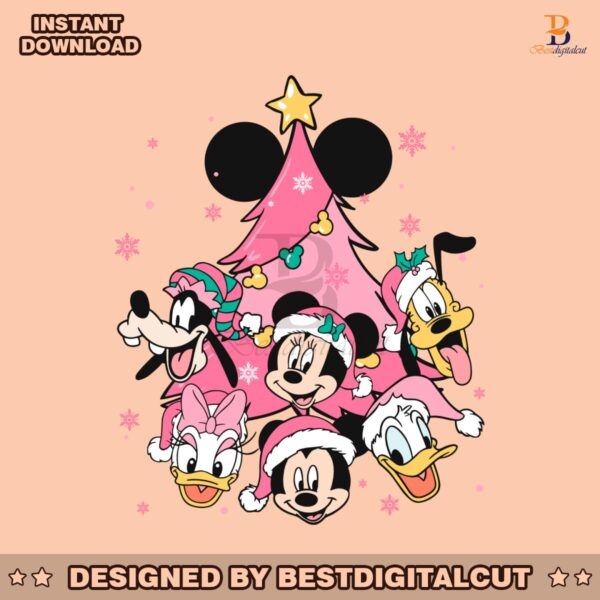 mickey-friends-pink-christmas-tree-svg