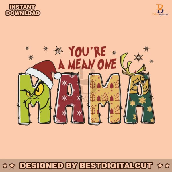 you-are-a-mean-one-mama-retro-grinch-svg