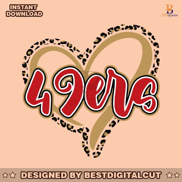 49ers-heart-leopard-pattern-svg-digital-download