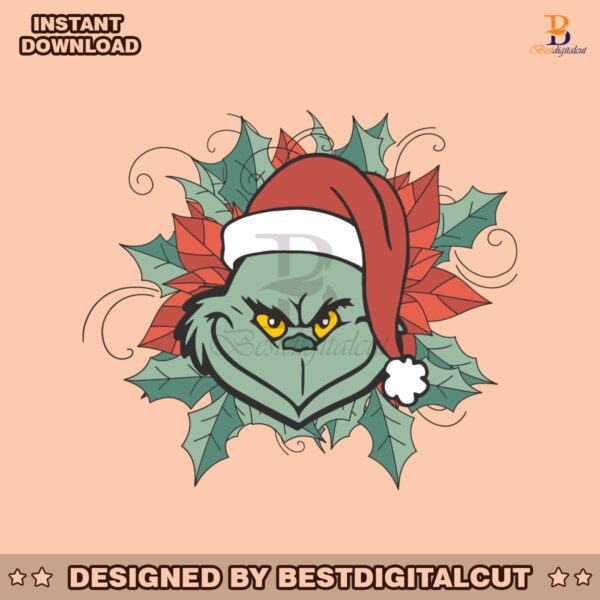 retro-santa-grinch-and-leaves-svg