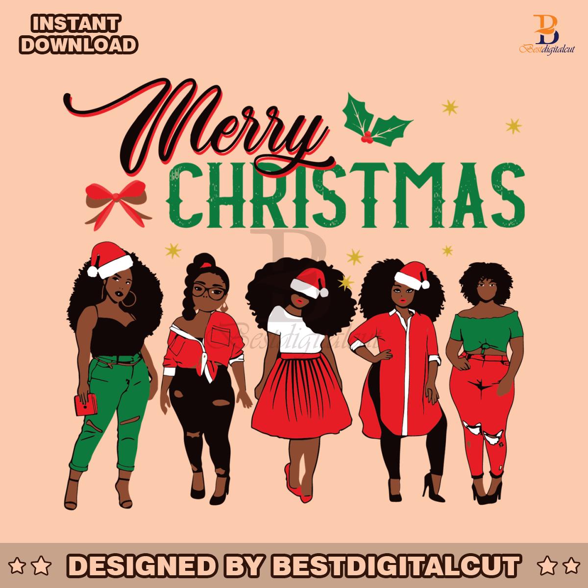 merry-christmas-afro-messy-bun-black-girl-svg