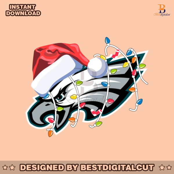 eagles-with-santa-hat-and-christmas-light-svg