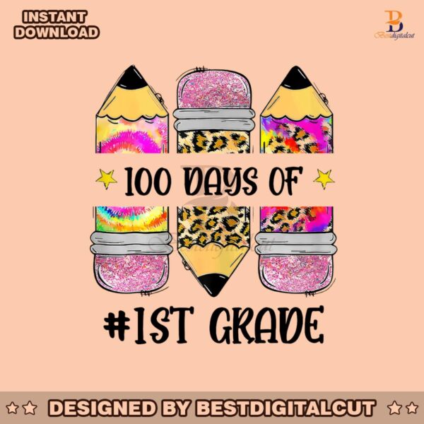 retro-100-days-of-1st-grade-pencil-png