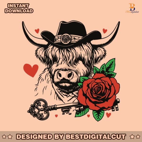 highland-cow-rose-valentine-svg
