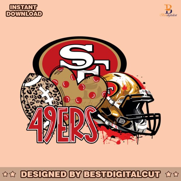 san-francisco-49ers-football-leopard-heart-helmet-svg