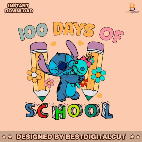 cute-stitch-100-days-of-school-svg