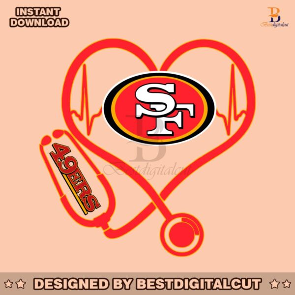 san-francisco-49ers-heart-stethoscope-svg