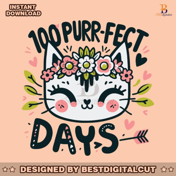 100-purrfect-days-of-school-floral-cat-svg