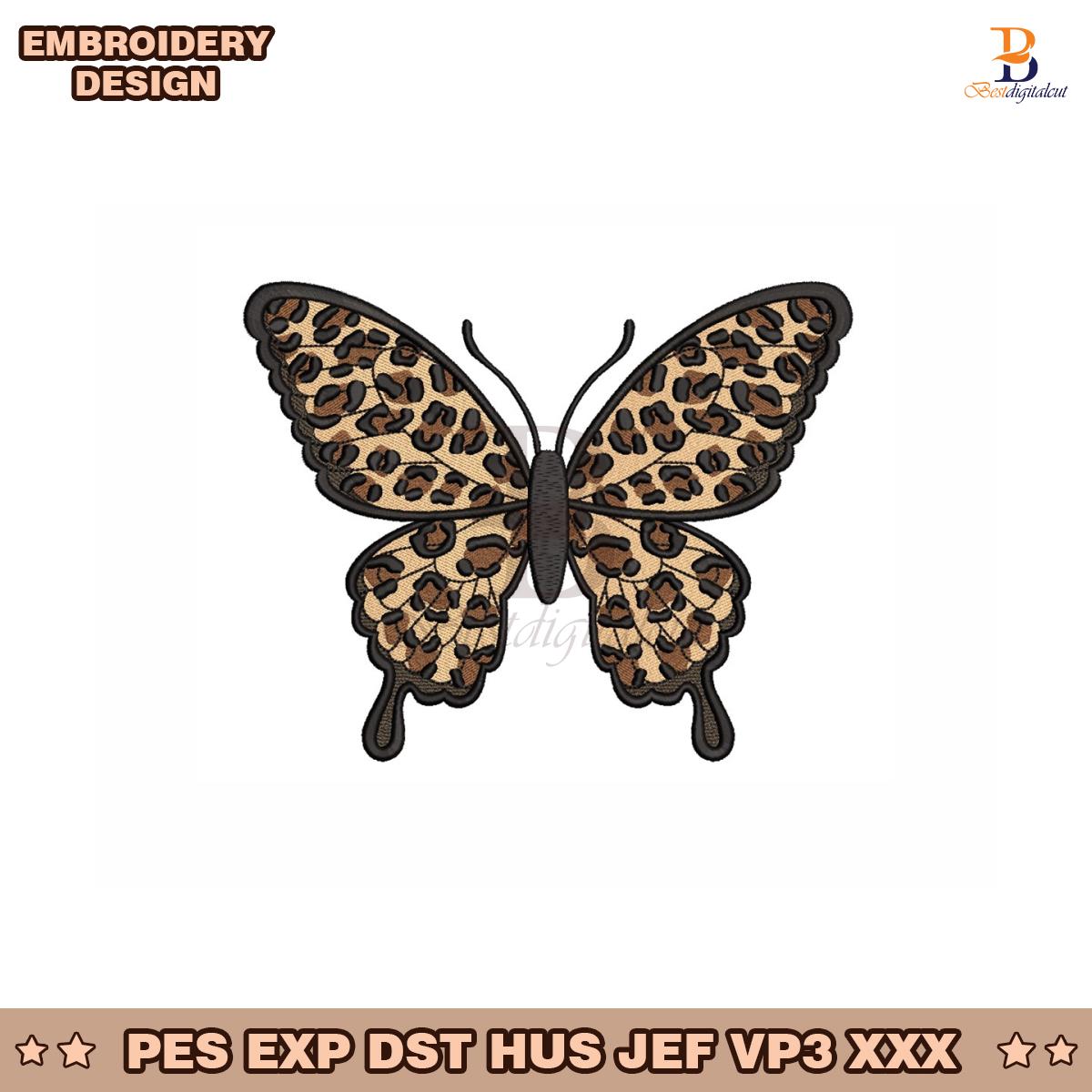 Leopard Butterfly Embroidery Design