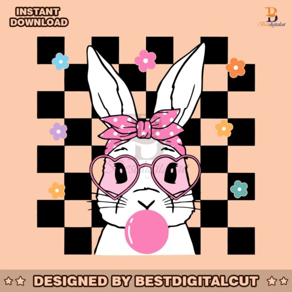retro-easter-bunny-checkerboard-svg