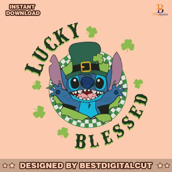 st-patricks-day-lucky-and-blessed-stitch-svg