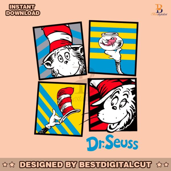 retro-dr-seuss-one-cat-in-the-hat-fish-two-fish-svg