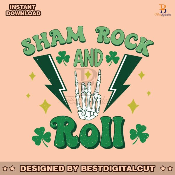 st-patricks-day-sham-rock-and-roll-skeleton-svg