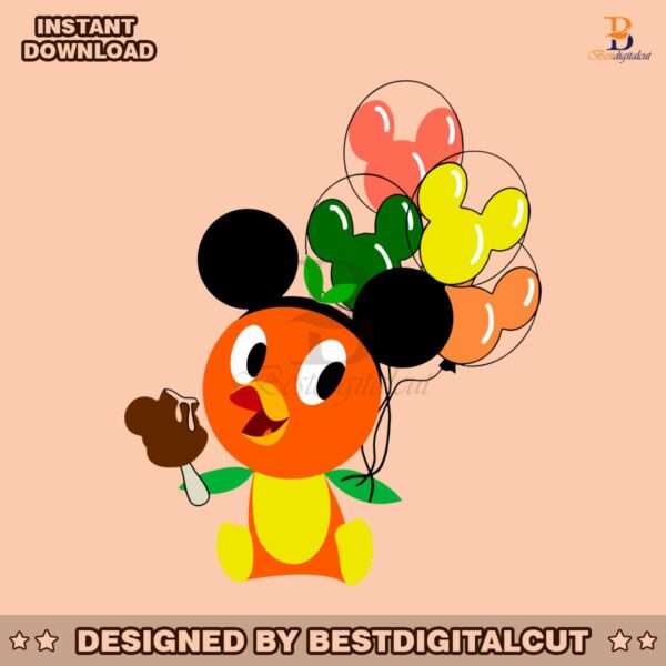 disney-orange-bird-balloons-with-mickey-hat-svg