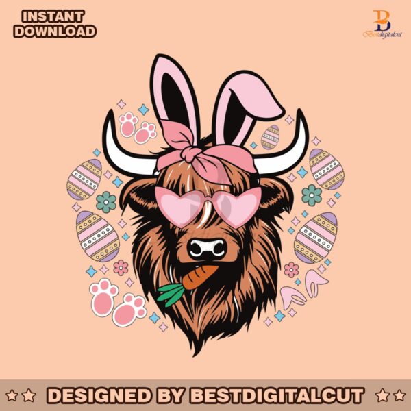 groovy-highland-cow-easter-egg-svg