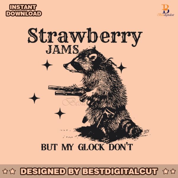 retro-strawberry-jams-but-my-glock-dont-raccoon-svg