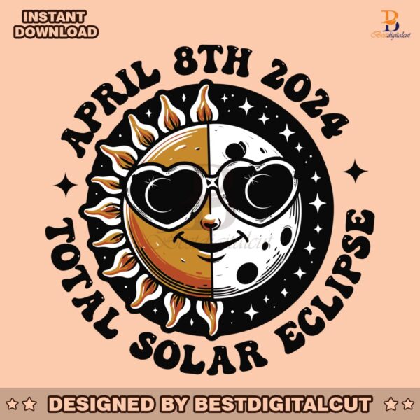 total-solar-eclipse-april-8th-2024-moon-and-sun-svg