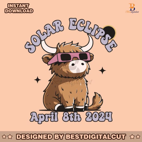 funny-highland-cow-solar-eclipse-april-8th-2024-svg