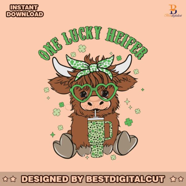 one-lucky-heifer-highland-cow-tumbler-svg