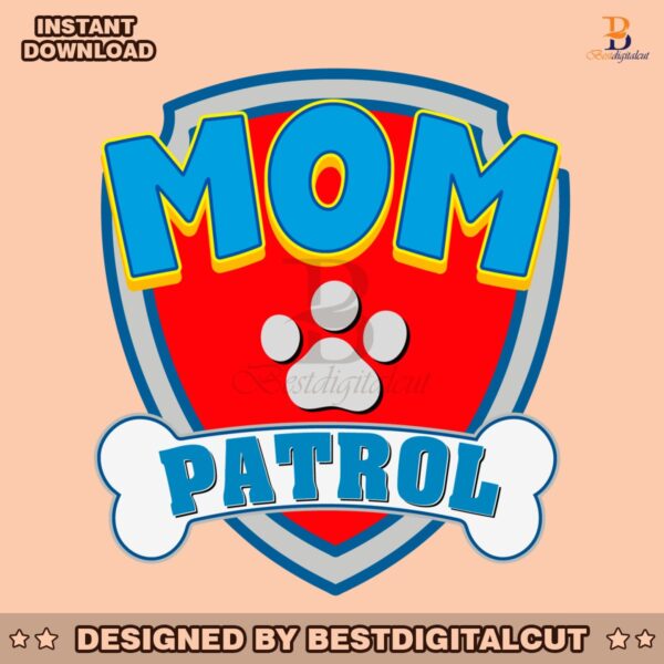 retro-mom-patrol-dog-paw-cartoon-svg