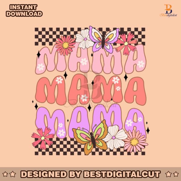 checkered-mama-flowers-butterfly-svg