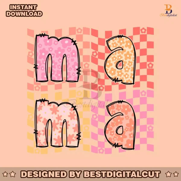 checkered-mama-floral-mom-svg