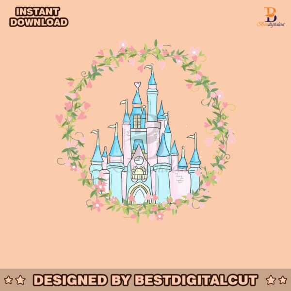 retro-disney-magical-castle-wreath-png