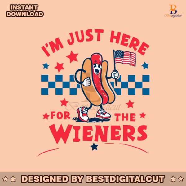 checkered-im-just-here-for-the-wieners-svg