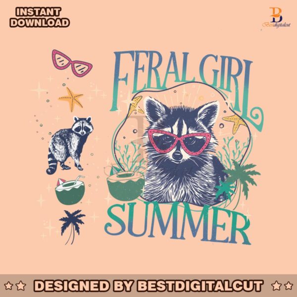feral-girl-summer-raccoon-sea-vibe-png