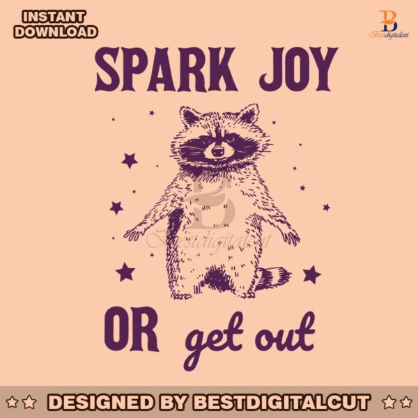 spark-joy-or-get-out-vintage-retro-90s-raccoon-svg