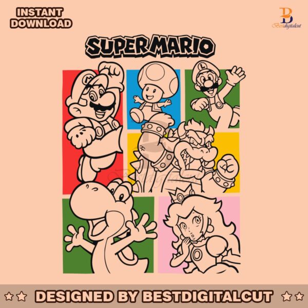 super-mario-and-friends-grid-outline-svg