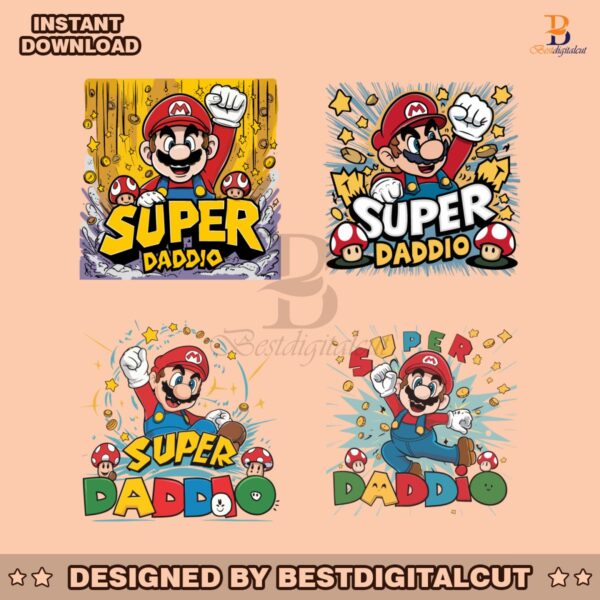 super-daddio-mario-happy-fathers-day-svg-bundle