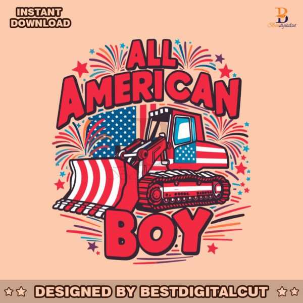 all-american-boy-patriotic-excavator-svg